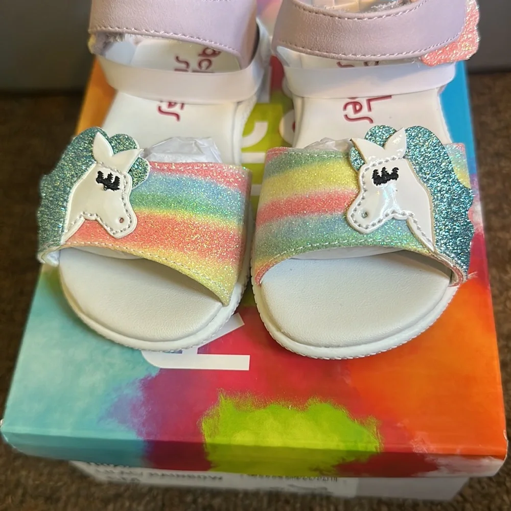 RACHEL SHOES TRIXIE UNICORN RAINBOW TODDLER SANDALS: NIB: SZ 5